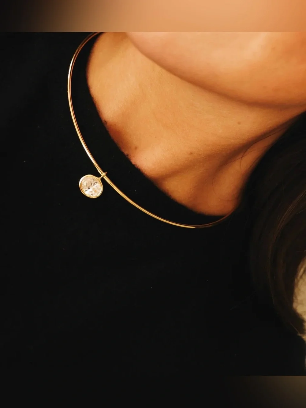 Lisi Lerch Oval Bezel Collar Necklace- 18k Gold Plated
